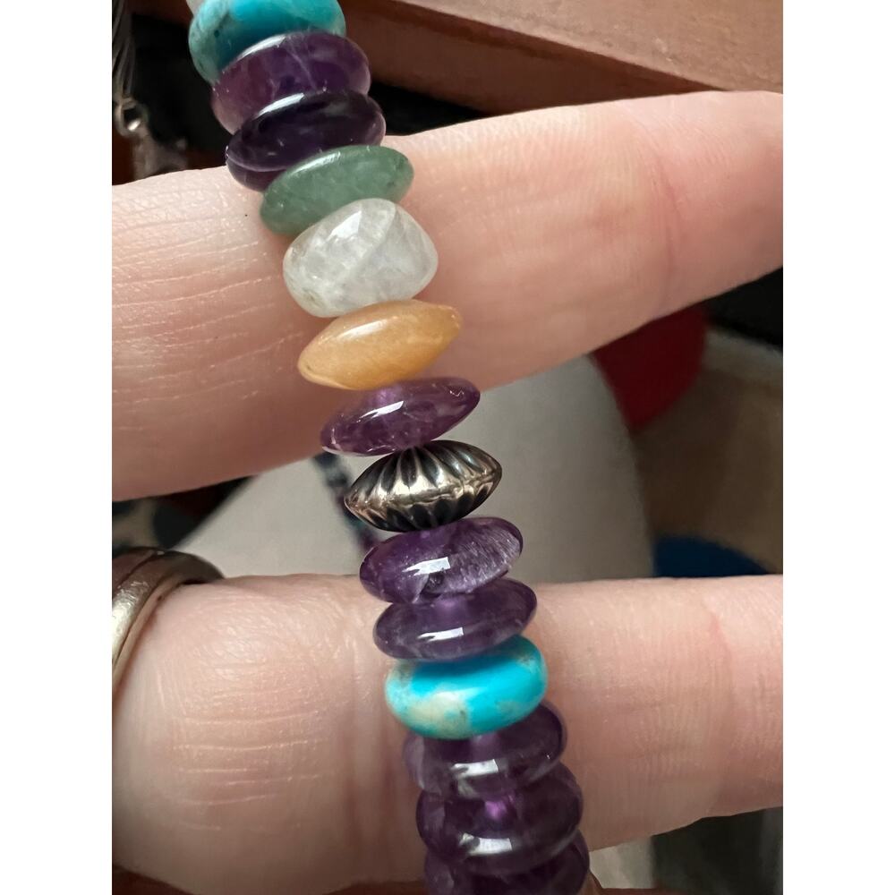 Sterling Stone Necklace 24” Amethyst Turquoise Lapis Quartz 925 Carolyn Pollack - Picture 8 of 8